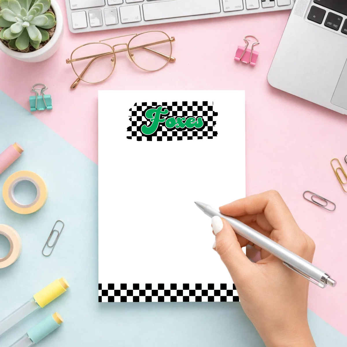 Caddo Foxes Checkered Notepad