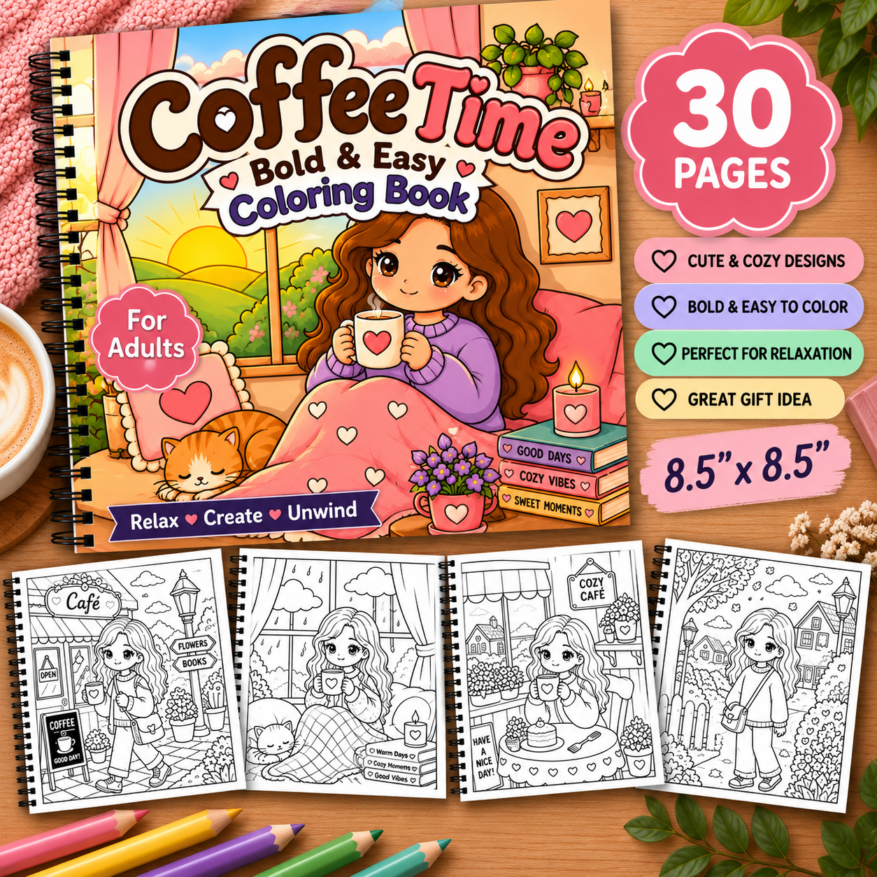 Coffee Time Coloring Book