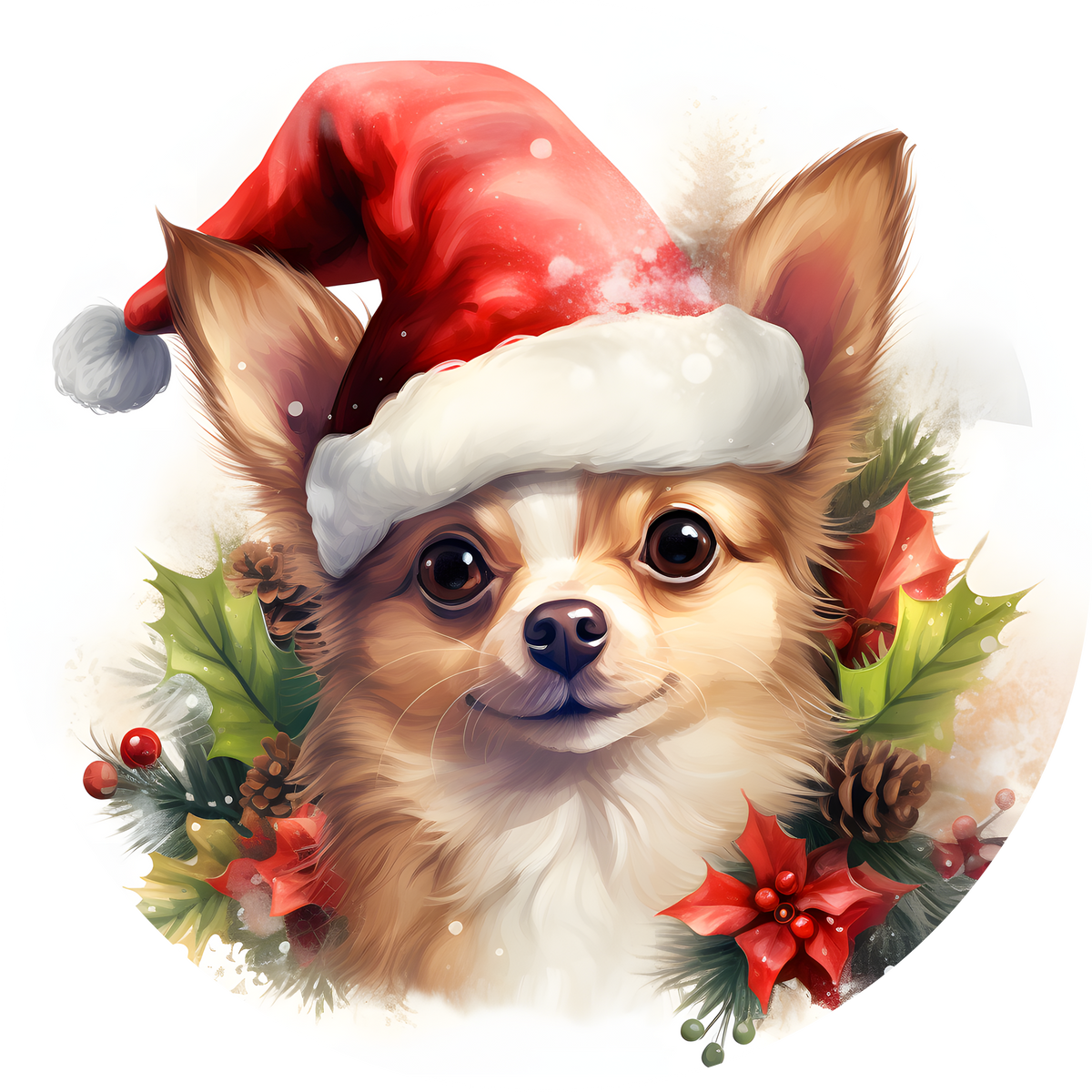 Watercolor Christmas Dog Ornament