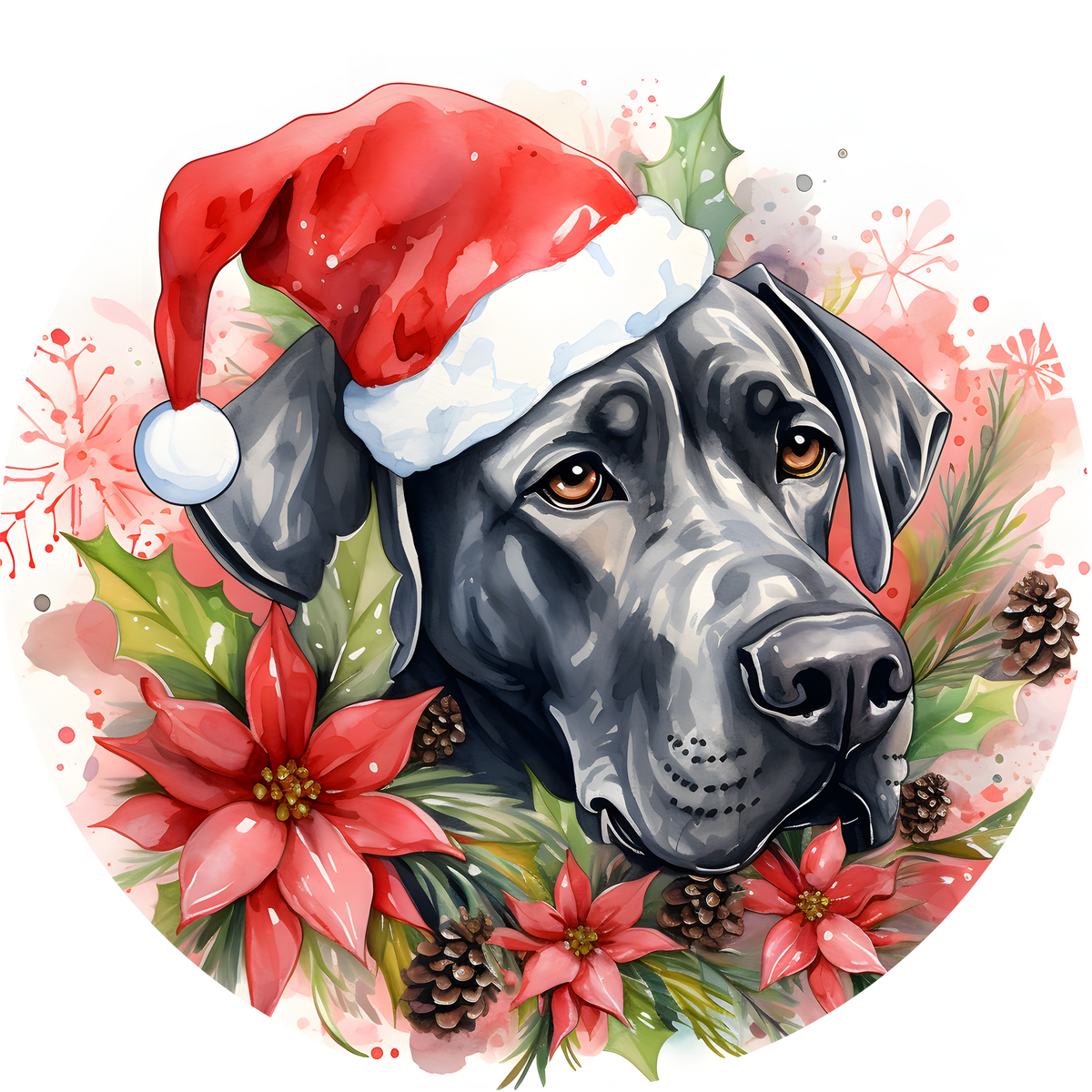 Watercolor Christmas Dog Ornament
