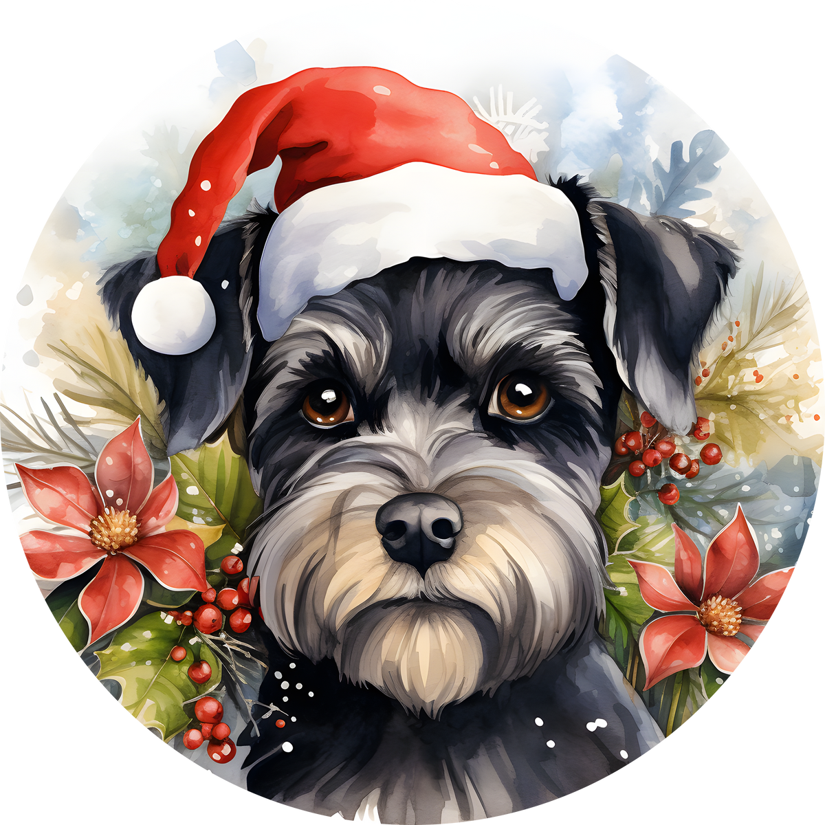 Watercolor Christmas Dog Ornament
