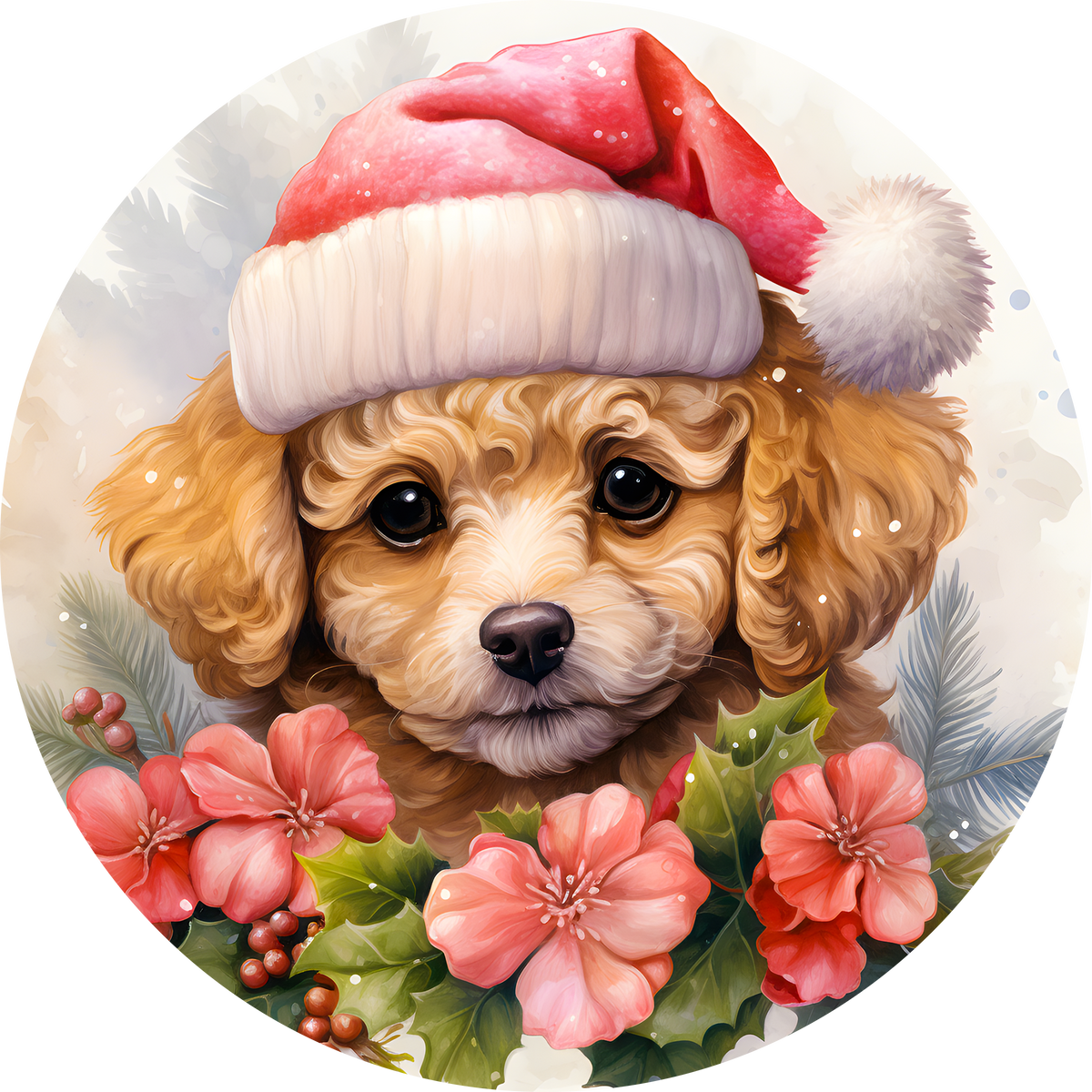 Watercolor Christmas Dog Ornament