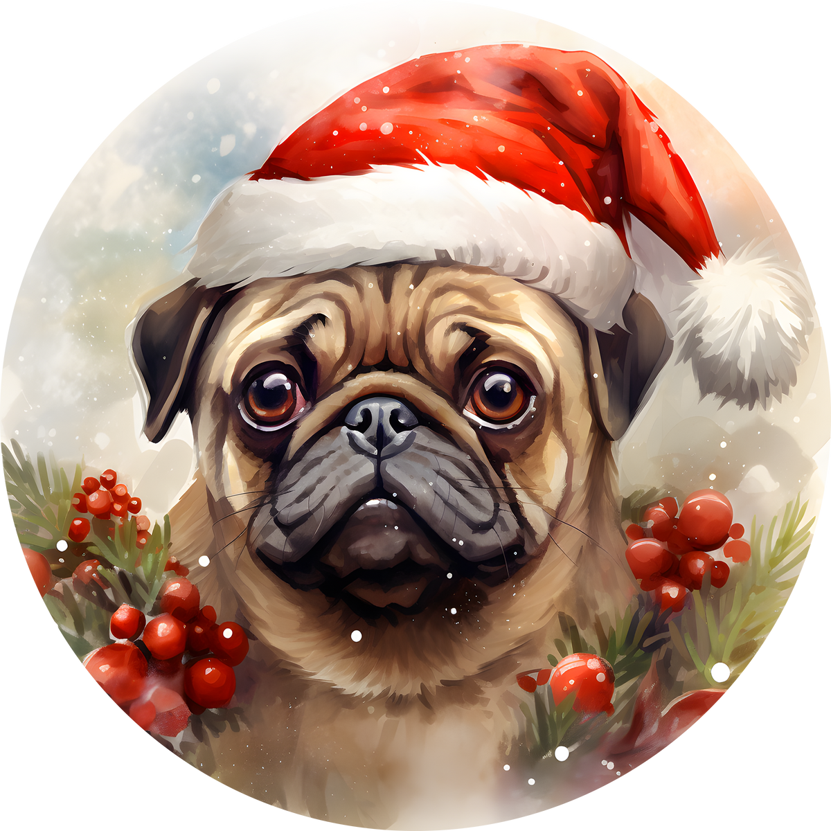 Watercolor Christmas Dog Ornament