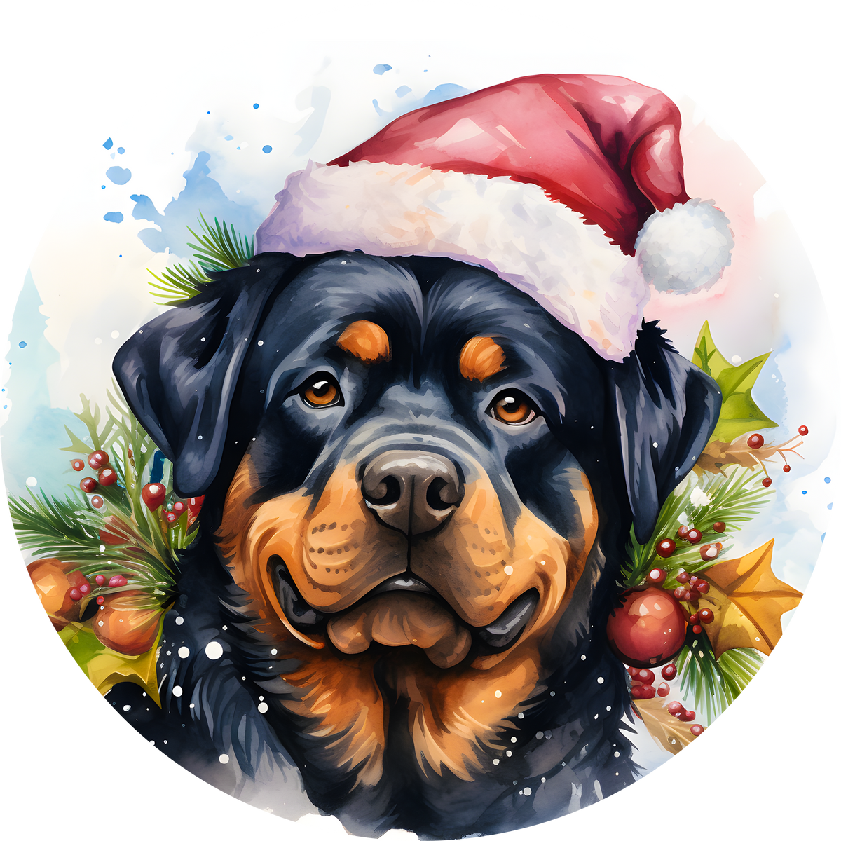 Watercolor Christmas Dog Ornament