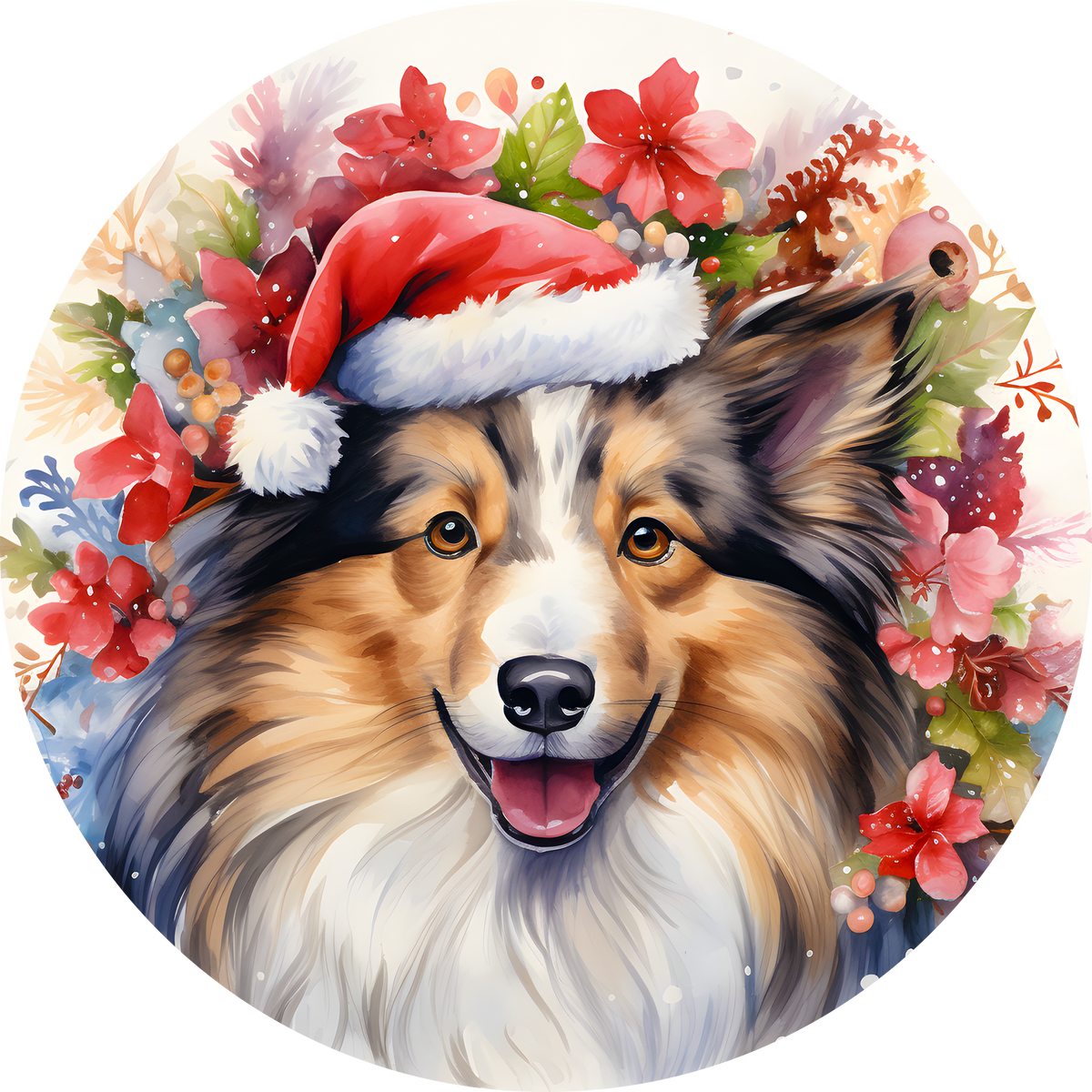 Watercolor Christmas Dog Ornament