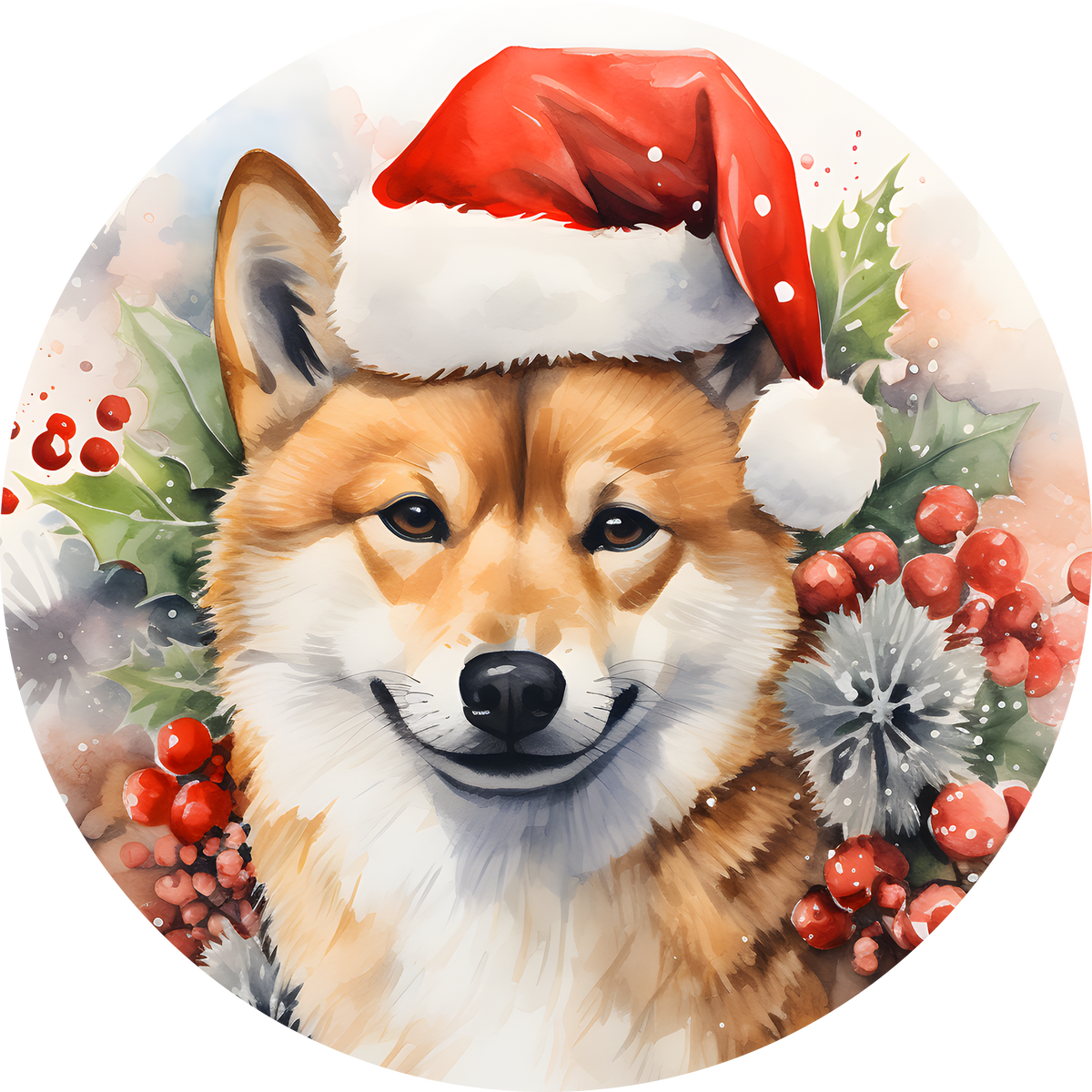Watercolor Christmas Dog Ornament