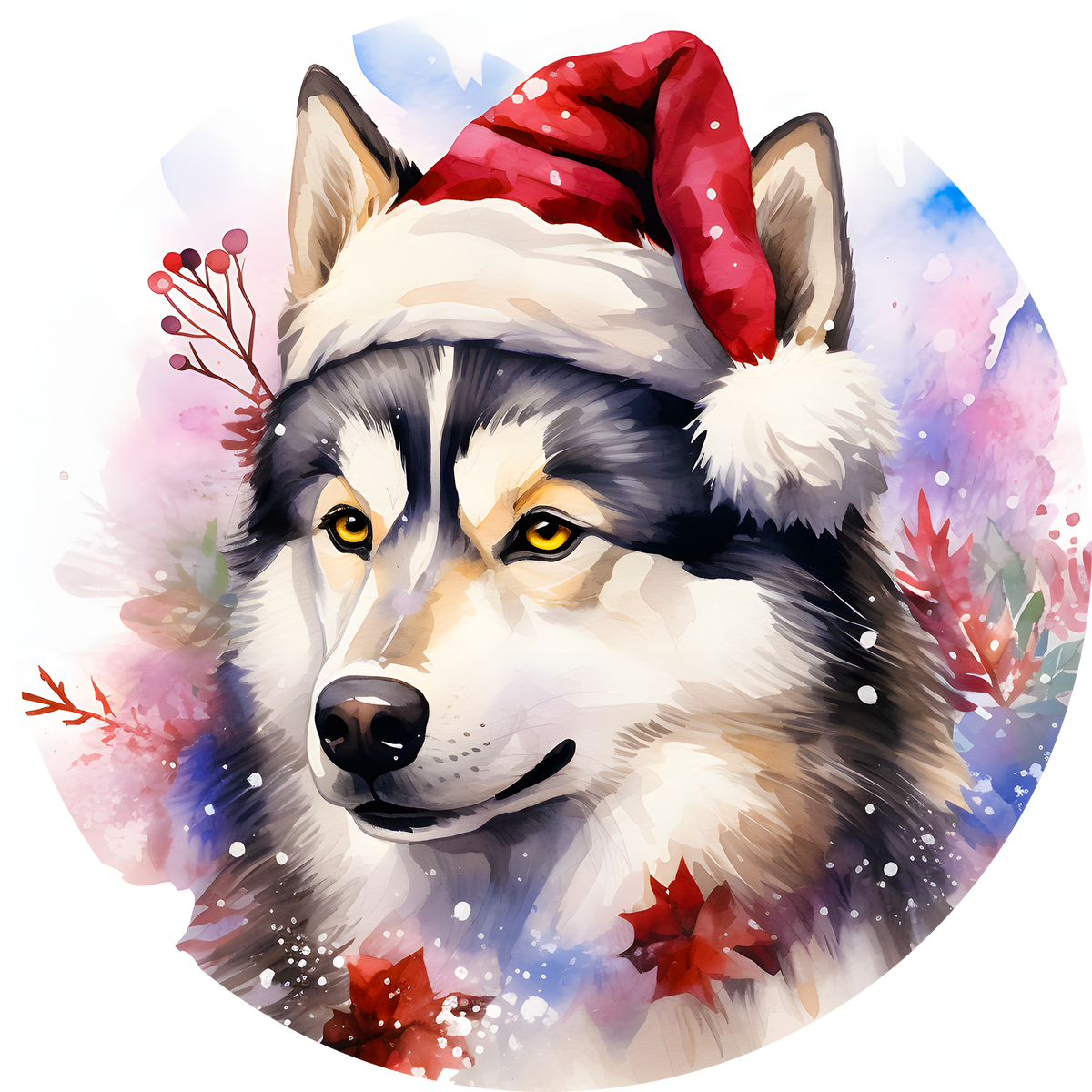 Watercolor Christmas Dog Ornament