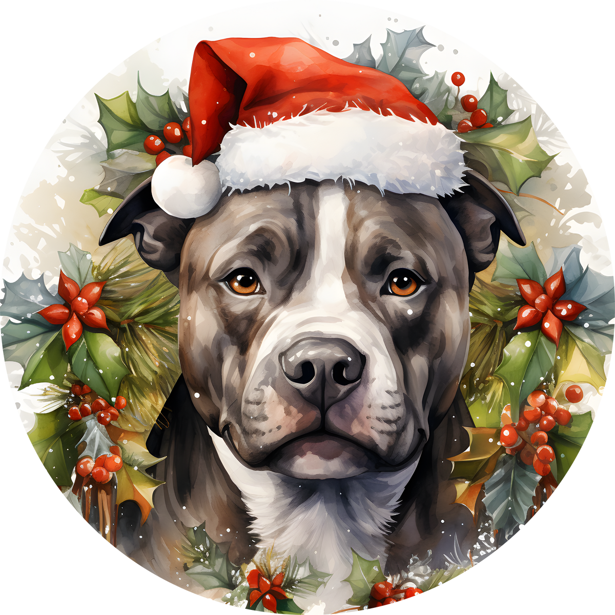 Watercolor Christmas Dog Ornament