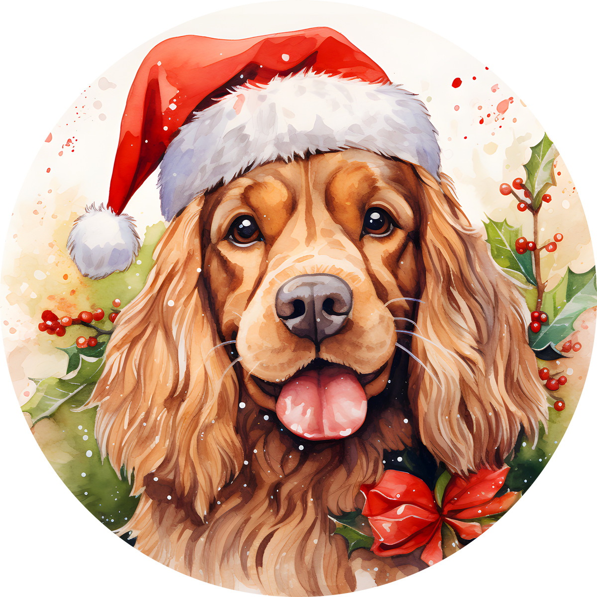 Watercolor Christmas Dog Ornament