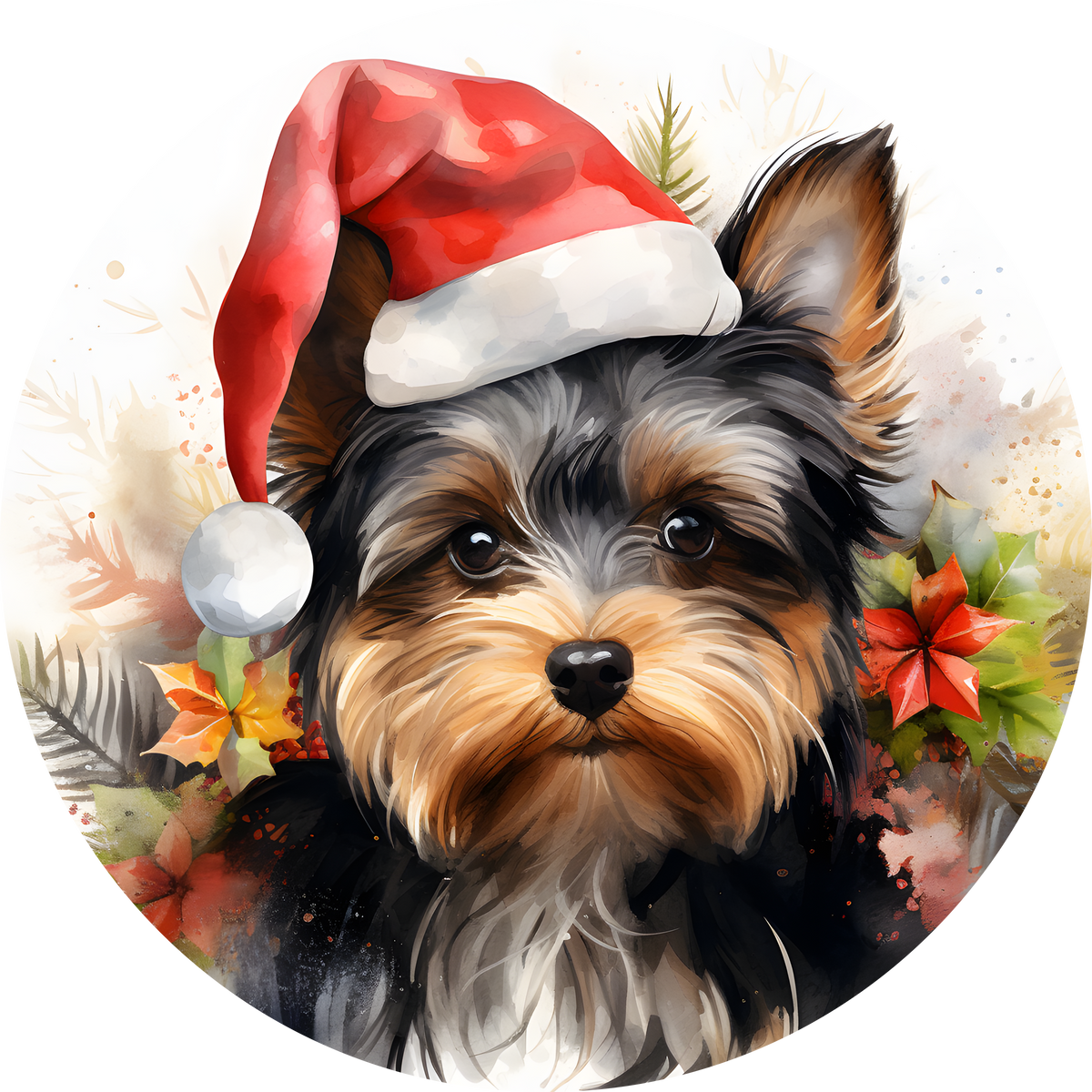 Watercolor Christmas Dog Ornament