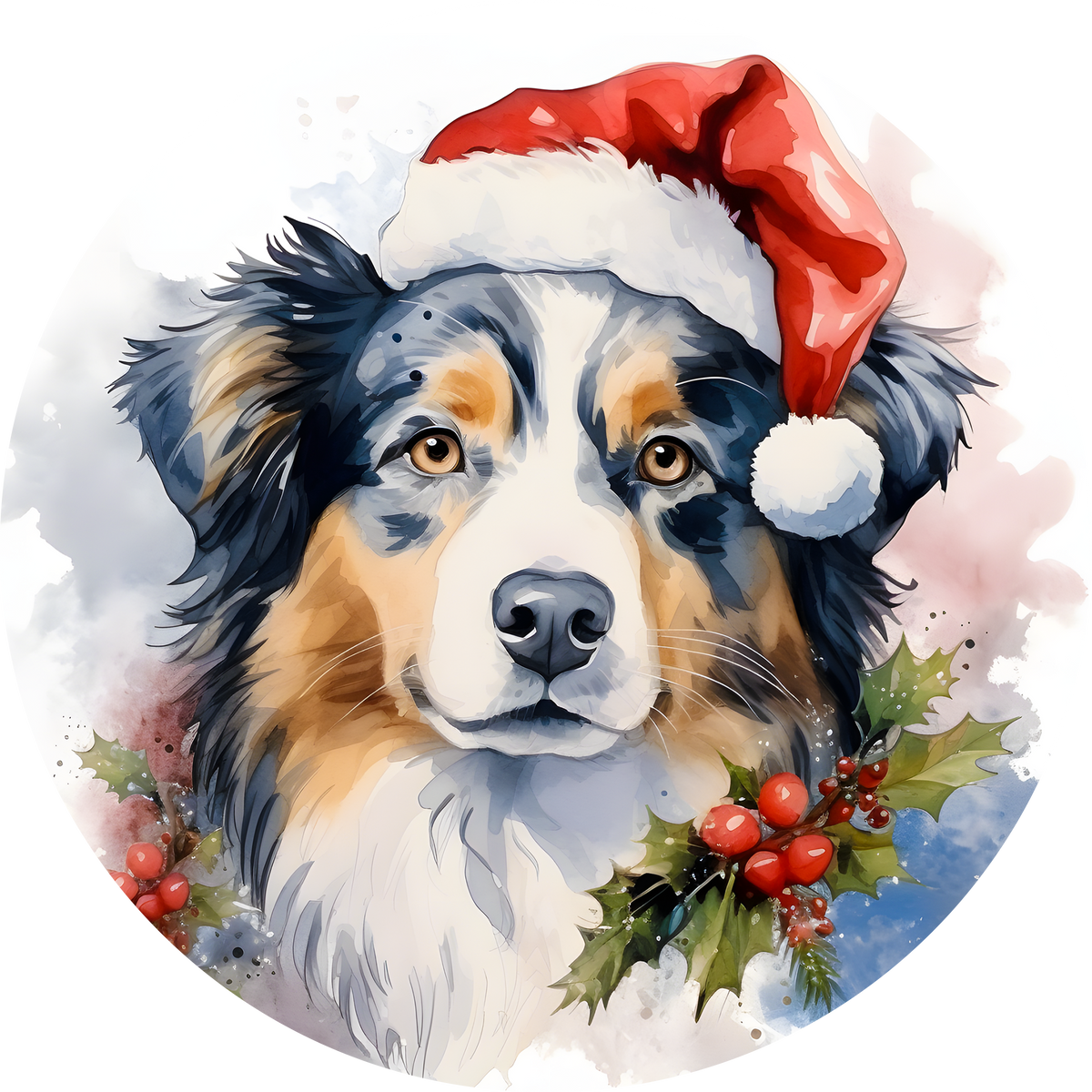Watercolor Christmas Dog Ornament