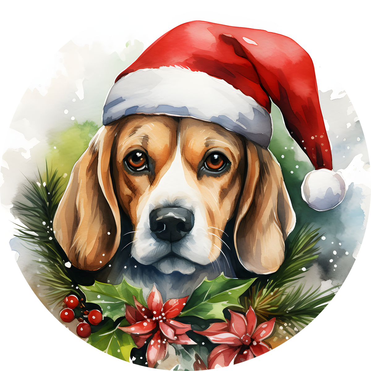 Watercolor Christmas Dog Ornament