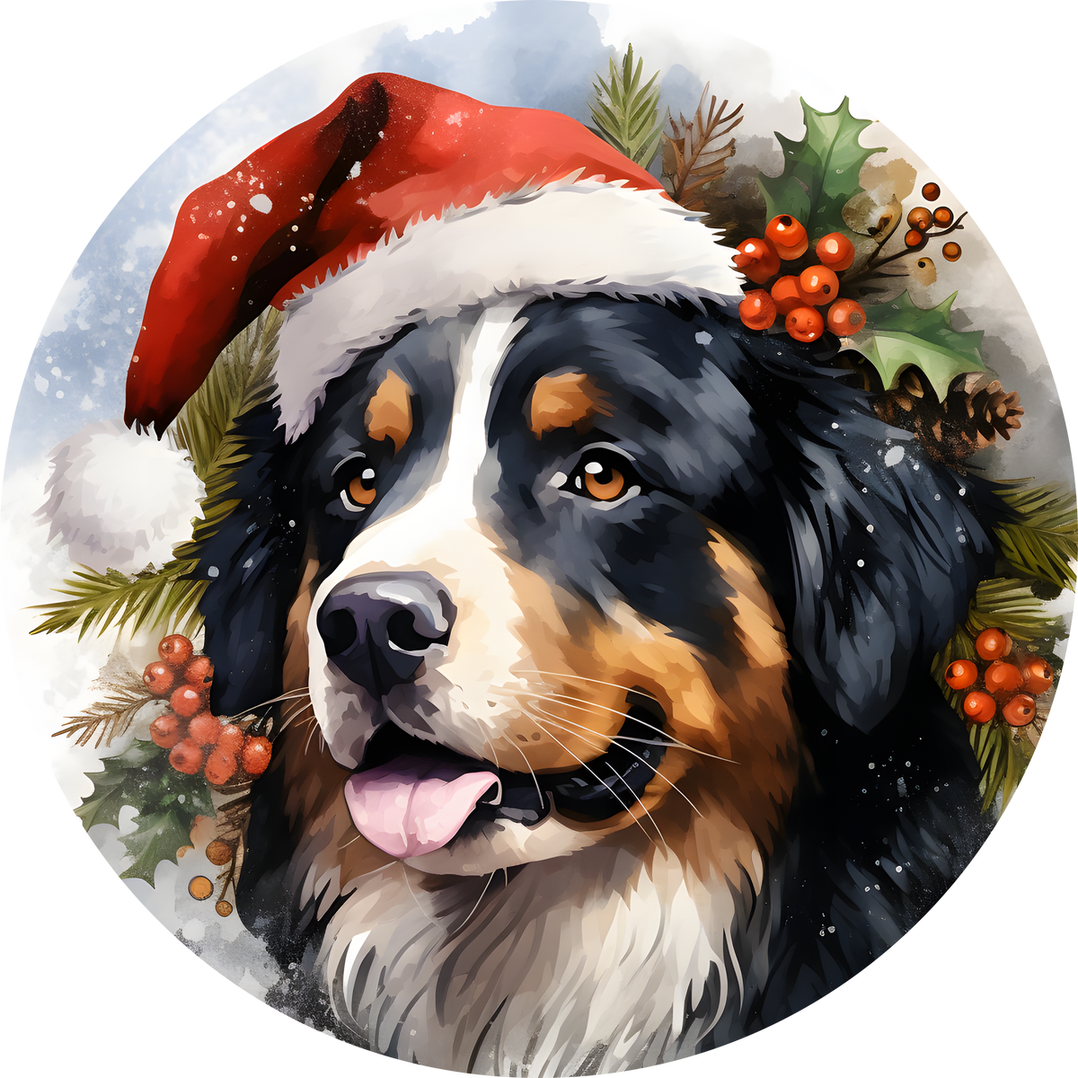 Watercolor Christmas Dog Ornament