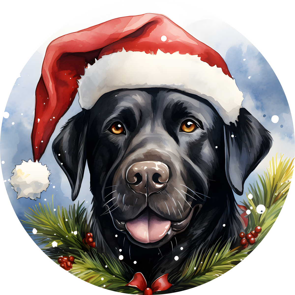 Watercolor Christmas Dog Ornament