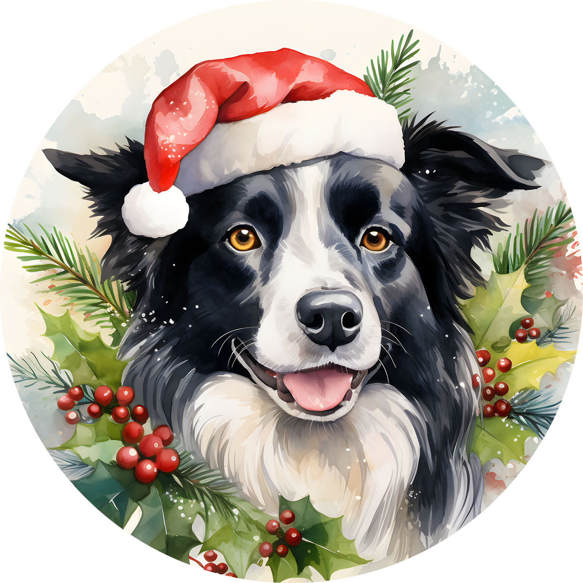 Watercolor Christmas Dog Ornament