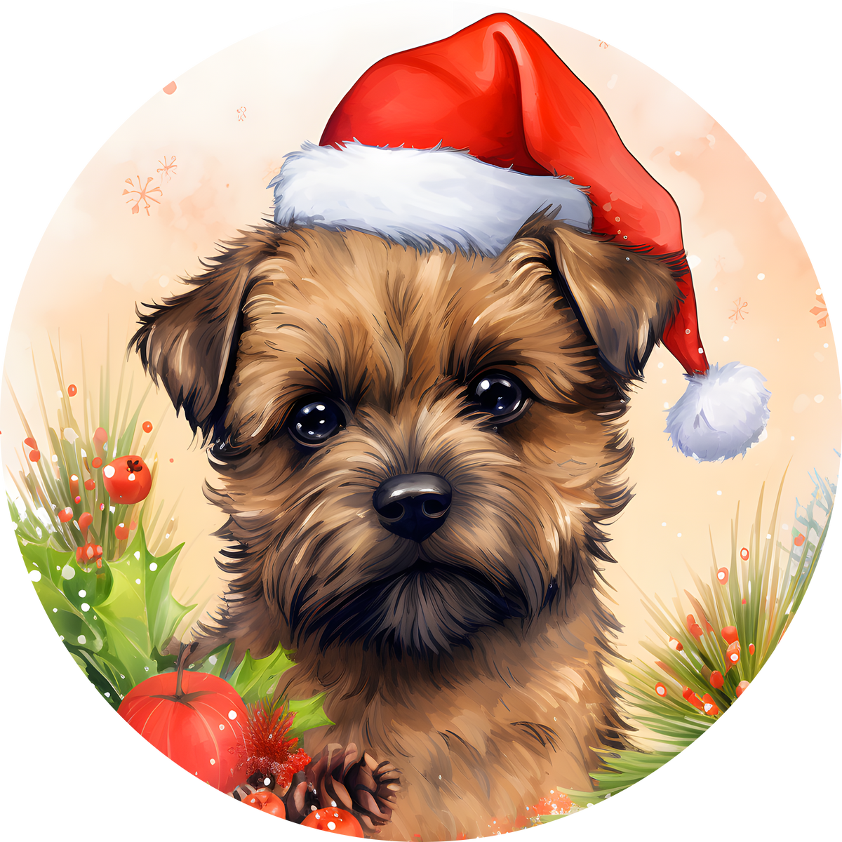 Watercolor Christmas Dog Ornament