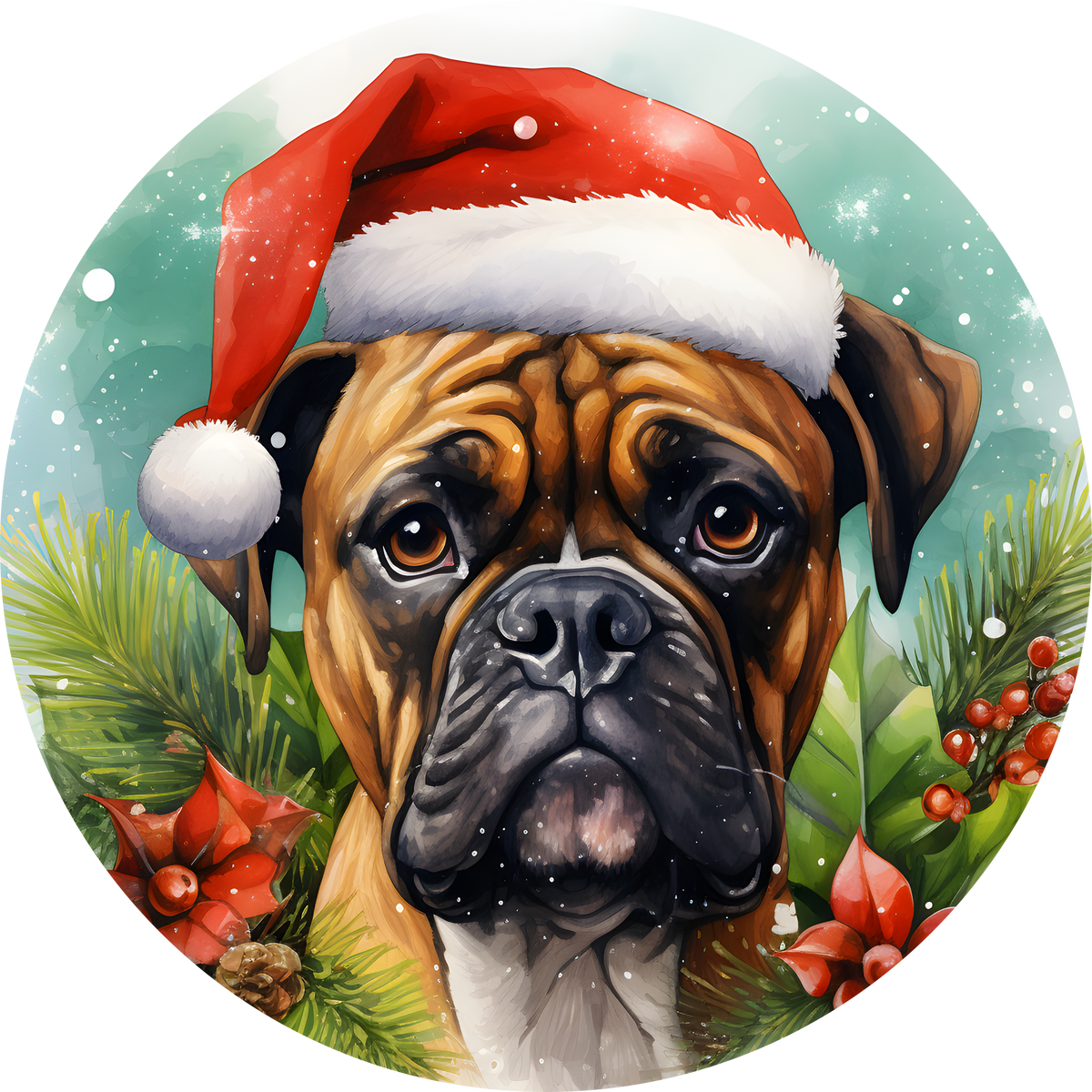 Watercolor Christmas Dog Ornament