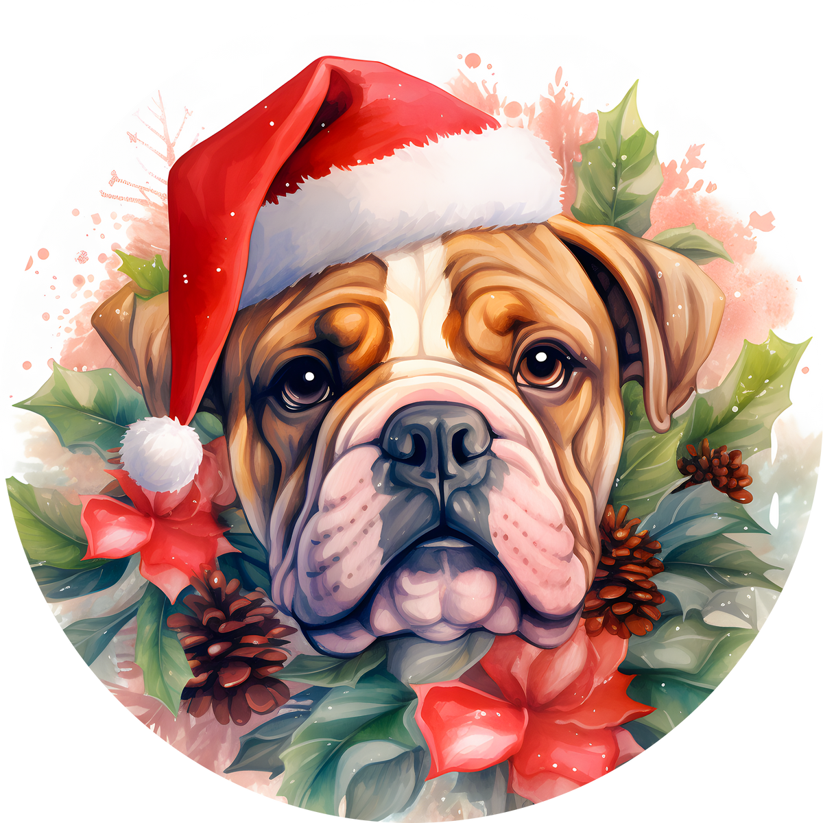 Watercolor Christmas Dog Ornament