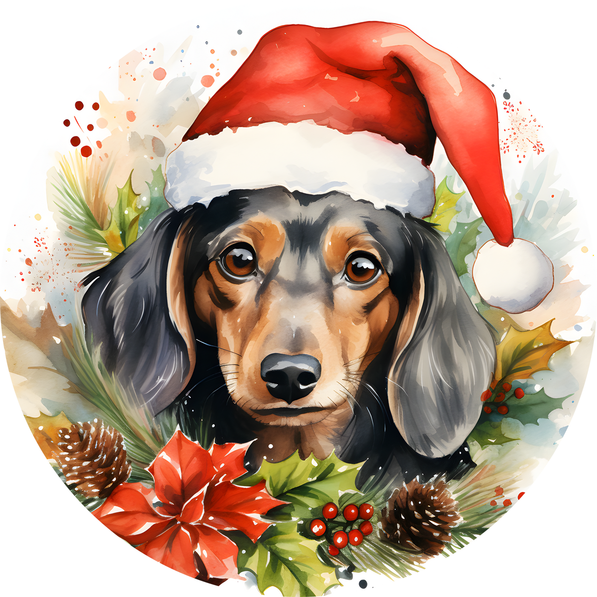 Watercolor Christmas Dog Ornament