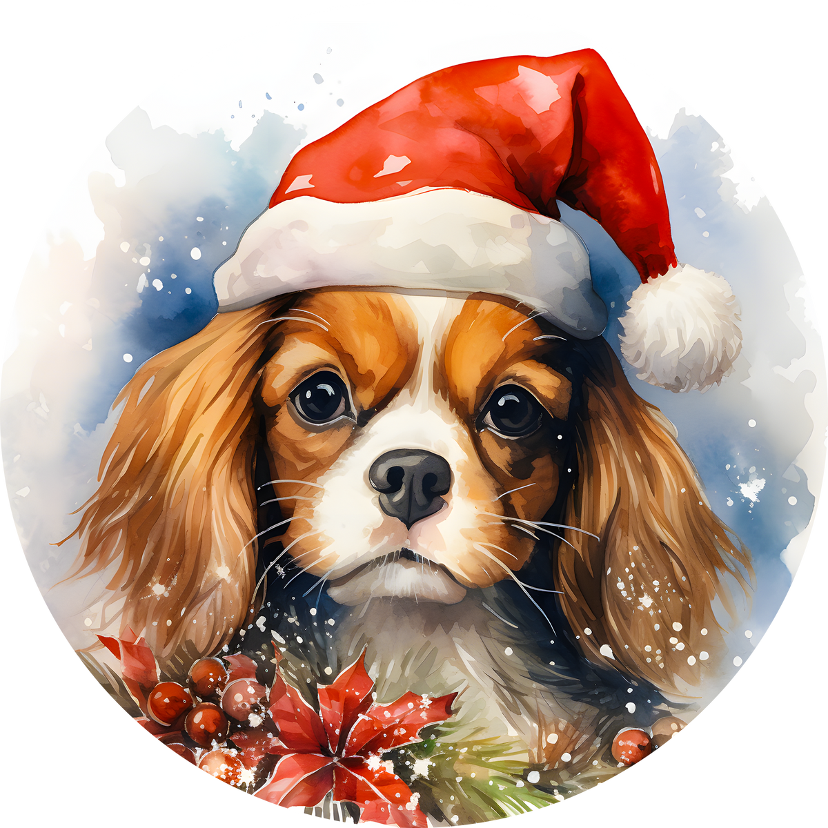 Watercolor Christmas Dog Ornament