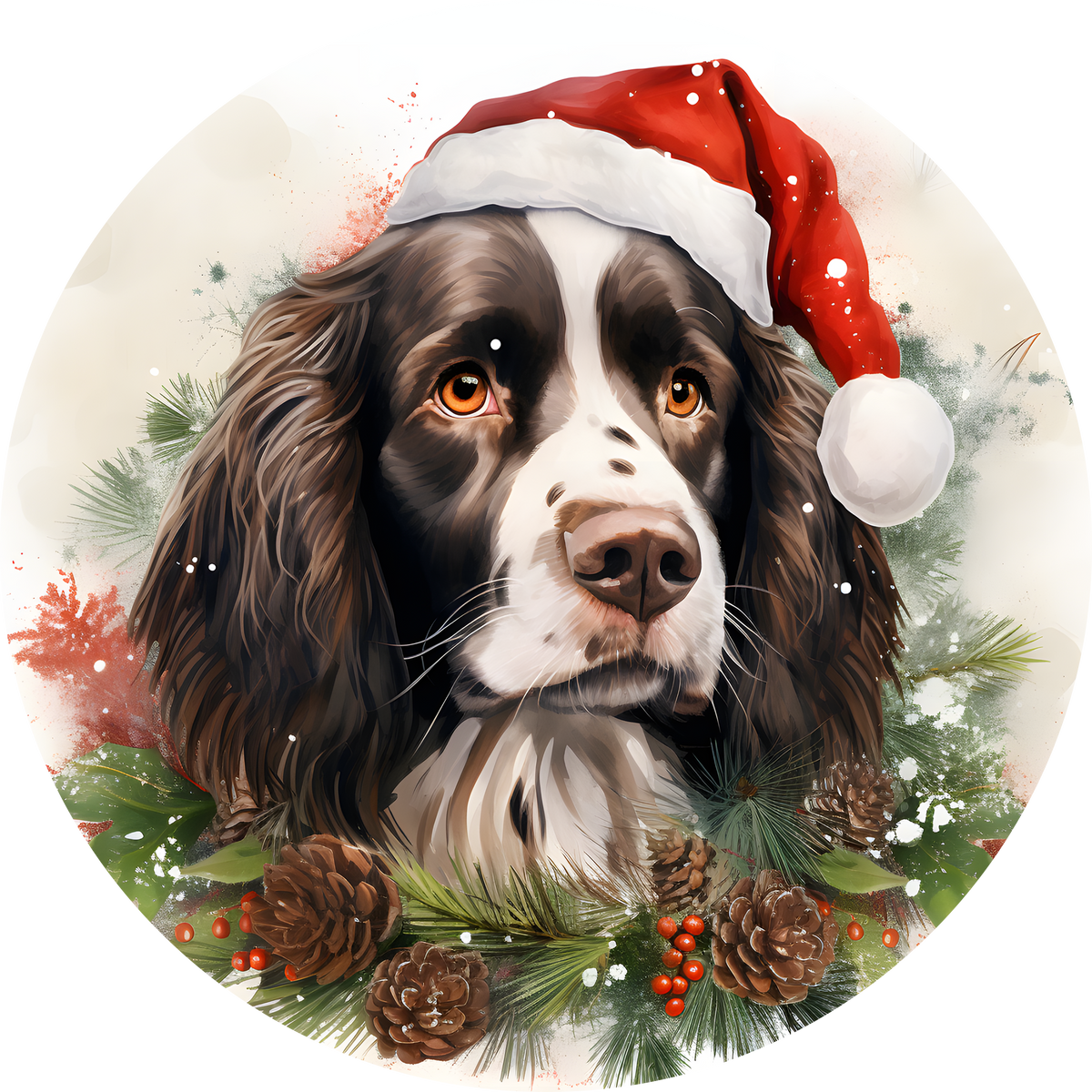 Watercolor Christmas Dog Ornament