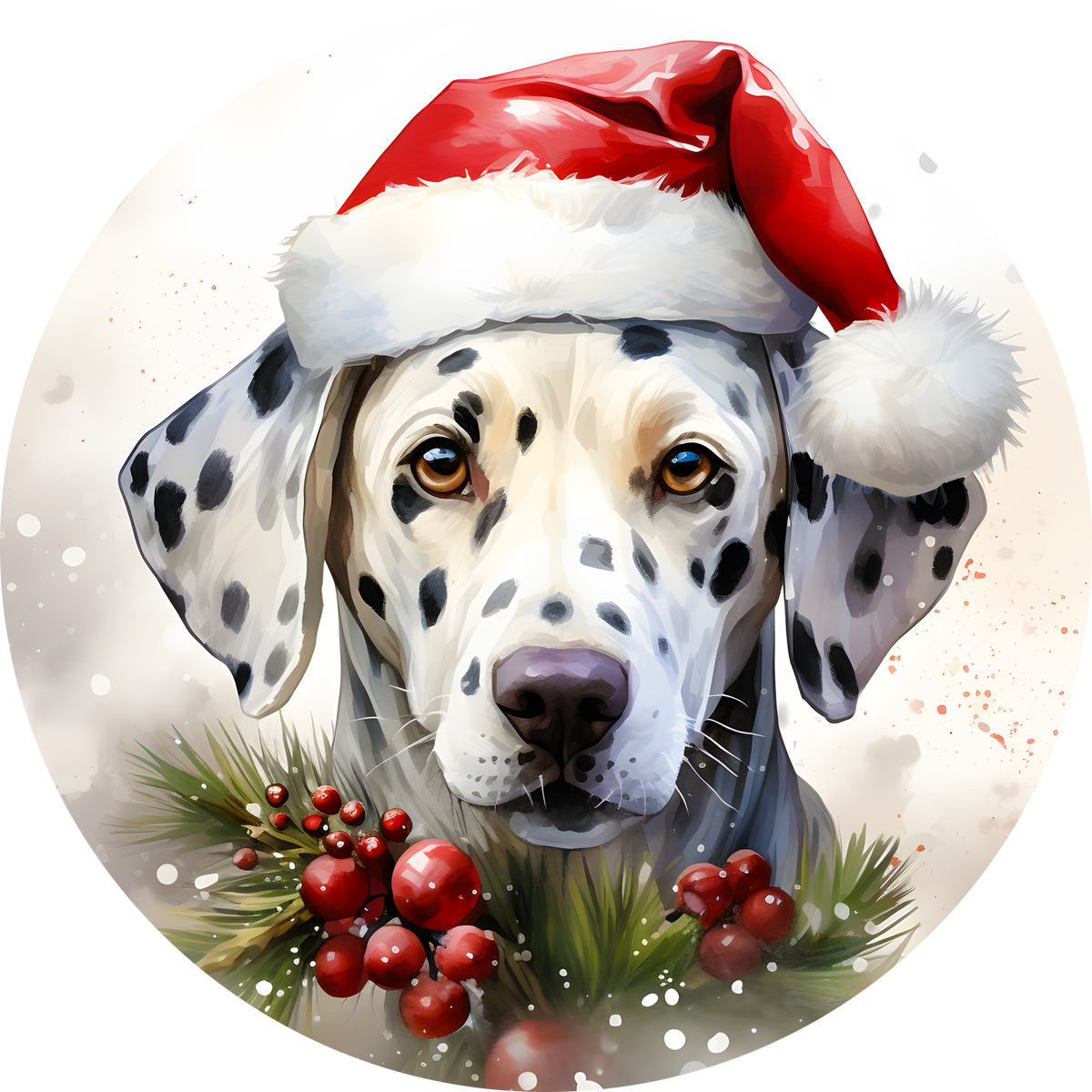 Watercolor Christmas Dog Ornament