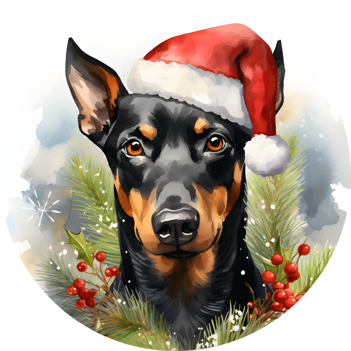Watercolor Christmas Dog Ornament