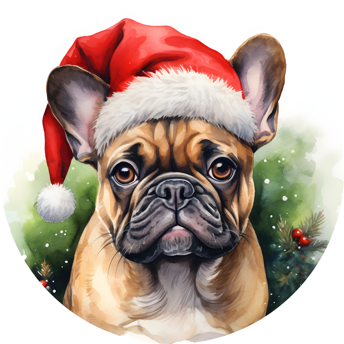 Watercolor Christmas Dog Ornament