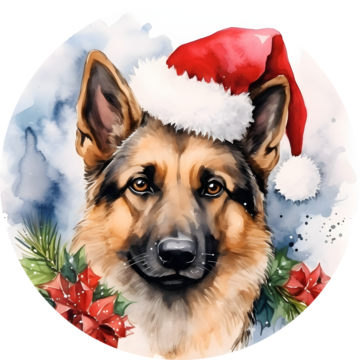 Watercolor Christmas Dog Ornament