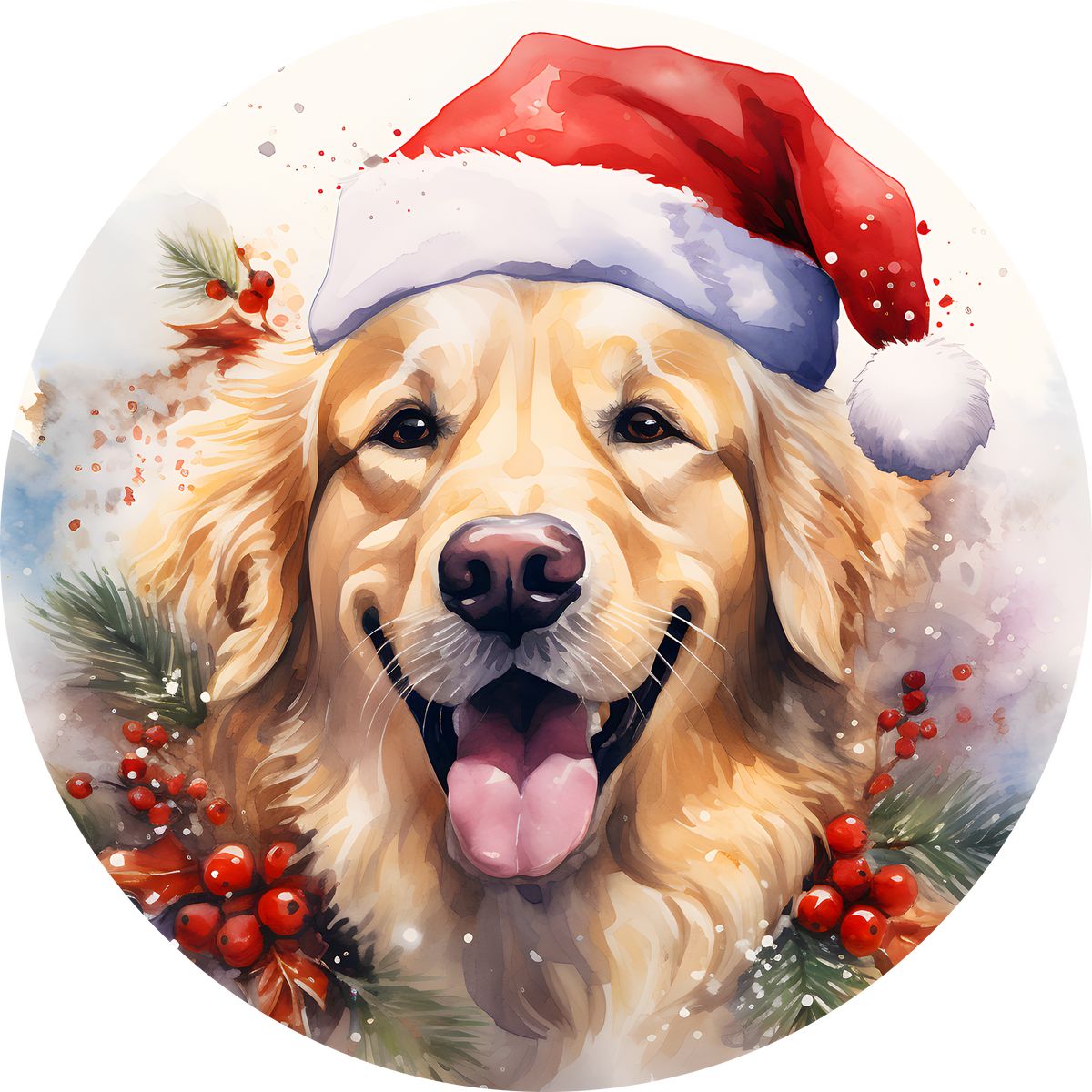 Watercolor Christmas Dog Ornament
