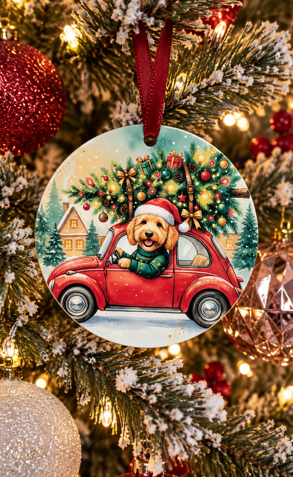 Cruisin' Dog Christmas Ornament