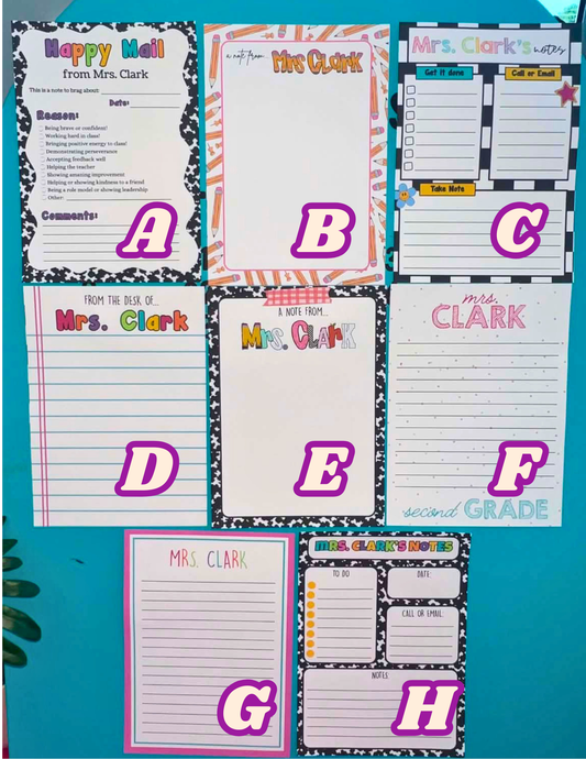 Personalized Teacher Notepads