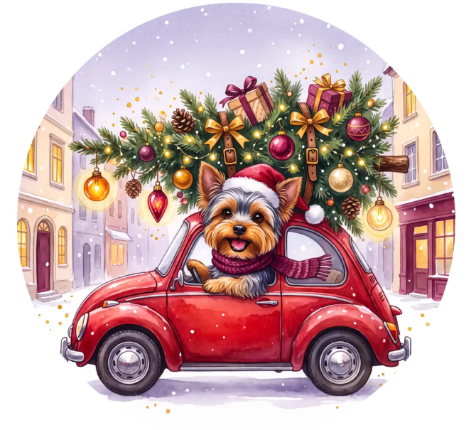 Cruisin' Dog Christmas Ornament