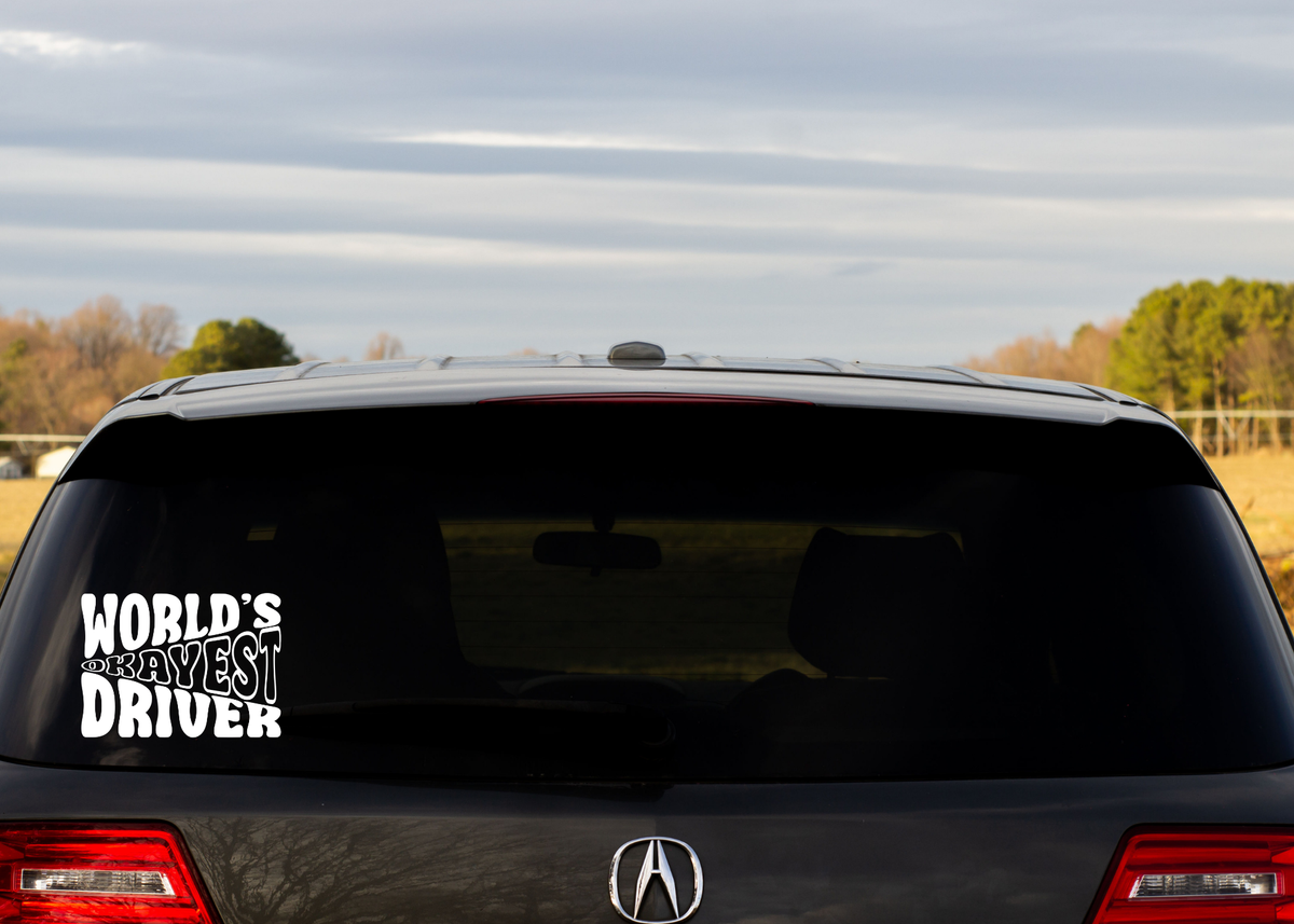 CAR DECAL WORLDS OKAYEST DRIVER